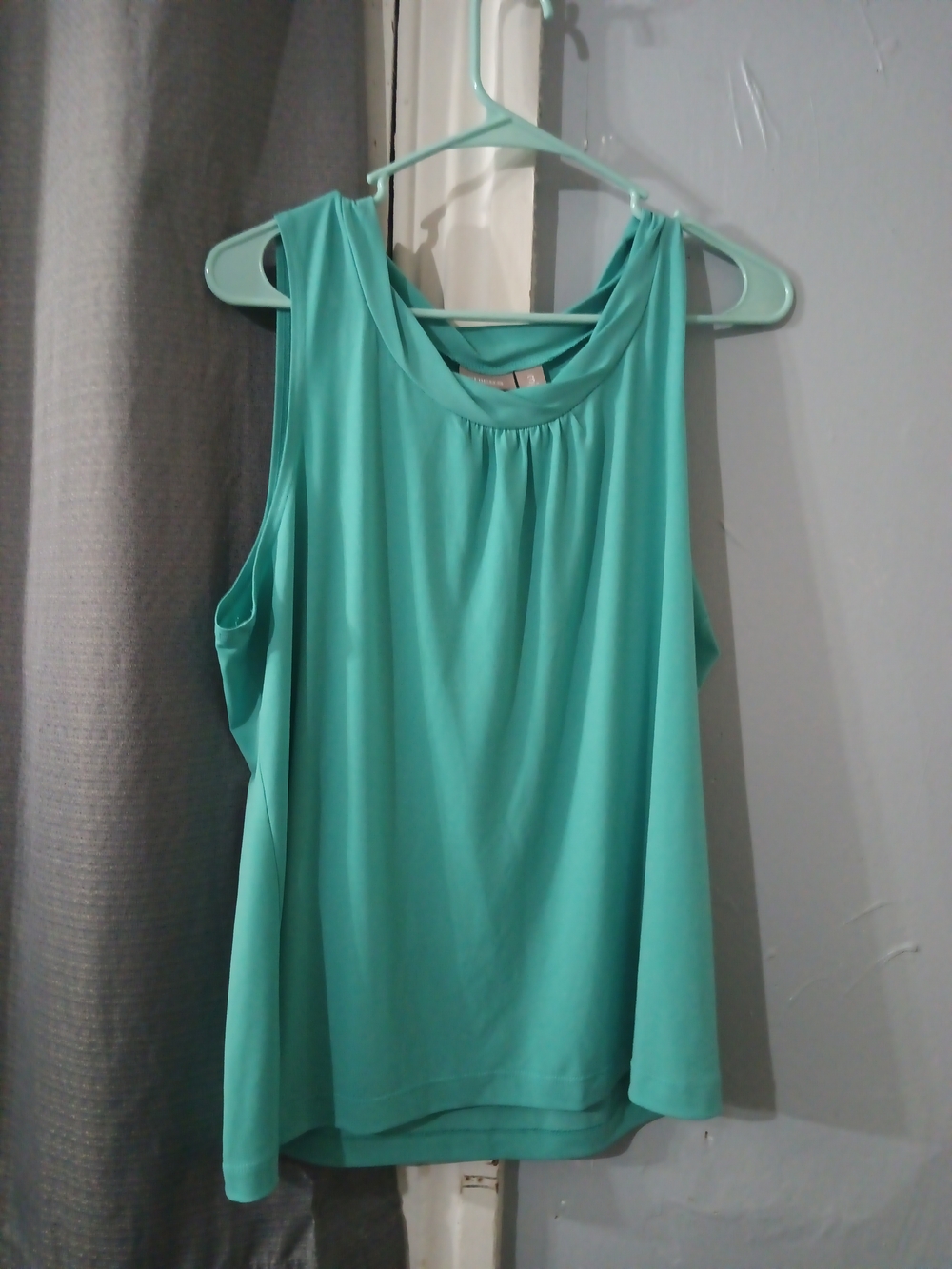Chico's Sleeveless Gathered Neck Tank - Aqua